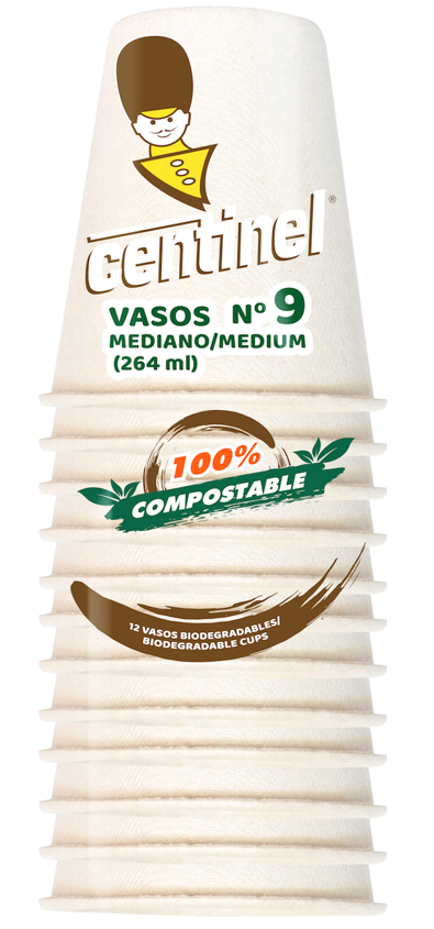 VASO COMPOSTABLE #9 12 UNI