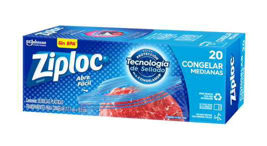 BOLSA ZIPLOC MEDIANA PARA CONGELAR 2O UND